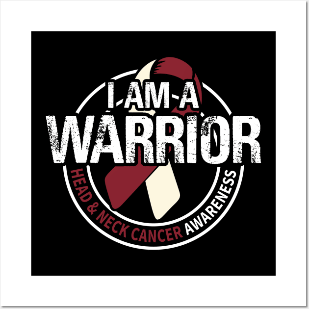 I Am A Warrior Head & Neck Cancer Awareness Ribbon Wall Art by mateobarkley67